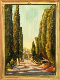 Morning in the Cypresses (painting in personal collection)