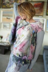 Blouse (neobr.edge)"Diptych- pink flowers"