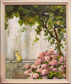 Cat and Hydrangeas (the painting has found an owner)