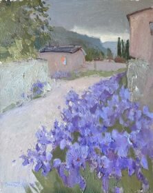 Street with irises