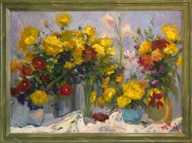 Flowers from my flowerbed (the painting has found an owner)